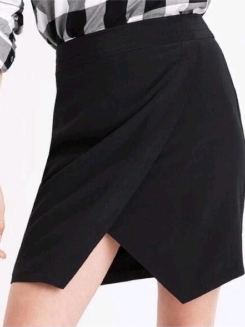 NWT Madewell Silk Parkway Faux Wrap Mini Skirt in Black Size XS
